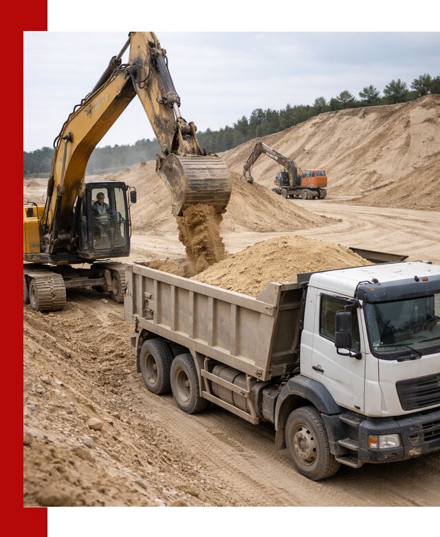 Доставка карьерного песка с самосвалами и разгрузкой в Нурлате