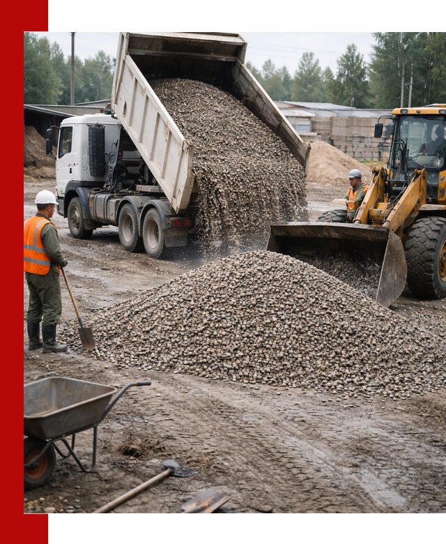 Мытый гравий с доставкой в Нурлате от карьера до участка