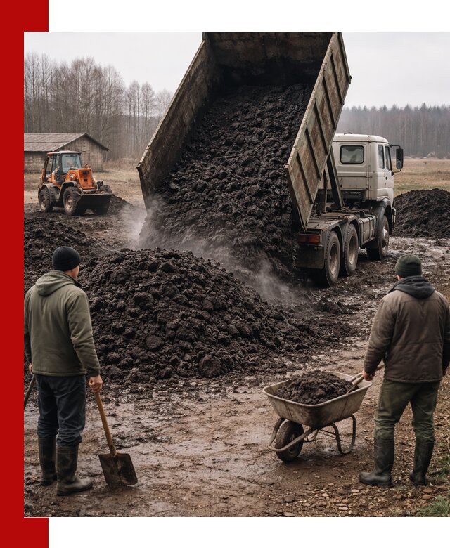 Доставка низинного торфа с разгрузкой и доставкой в Нурлате