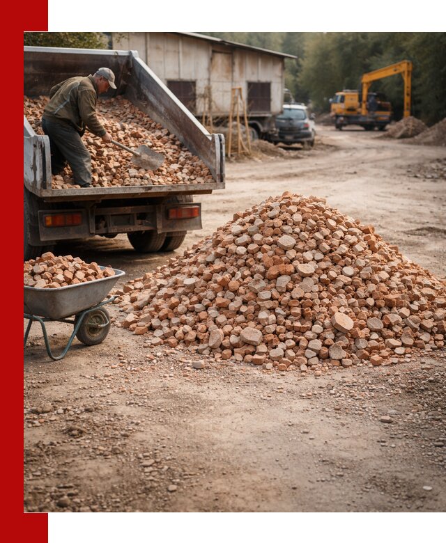 Доставка и подушка из боя кирпича с разгрузкой в Нурлате