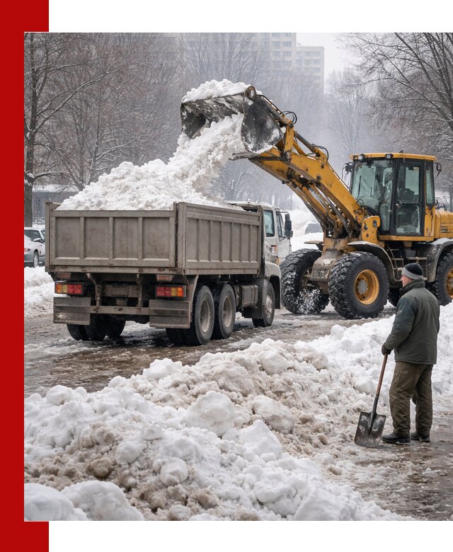 Вывоз снега грузовой техникой в Нурлате оперативно и чисто