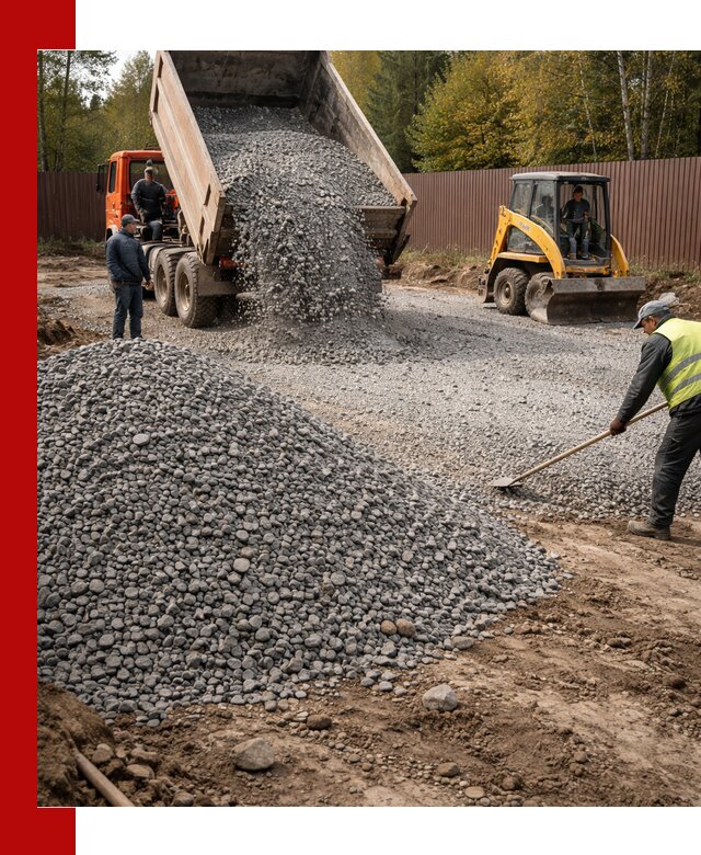 Отсыпка участка щебнем с доставкой и уплотнением в Нурлате