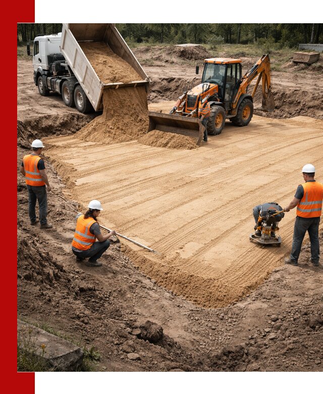 Устройство песчаной подушки для фундаментов и дорог в Нурлате